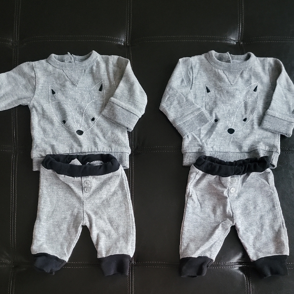 René Rofé Baby Gray Fox Print Baby Outfit Set